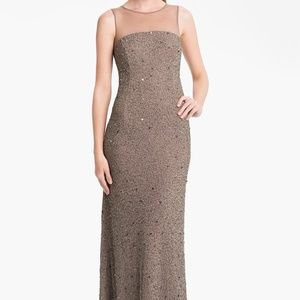 Illusion Yoke Embellished Chiffon Gown